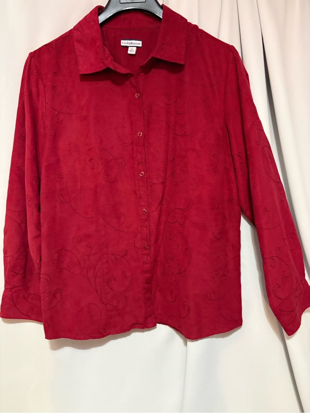 croft & barrow Red Button-Down Blouse 25↔️27↕️ #2182